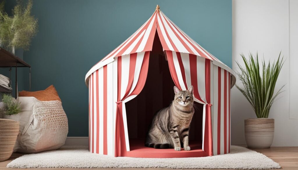 Cardboard Cat Playhouse - Circus Tent