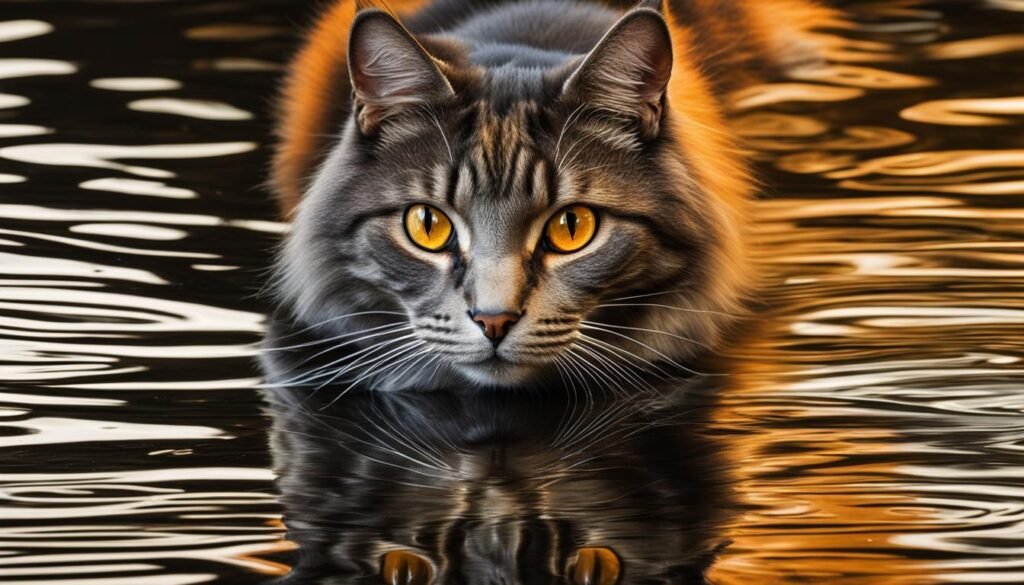 Cat with reflective surface